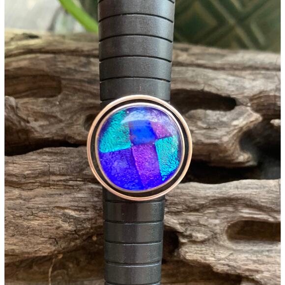 Dichroic Blue and Purple Galaxy Glass Ring Made In Mexico by CII - Picture 1 of 5